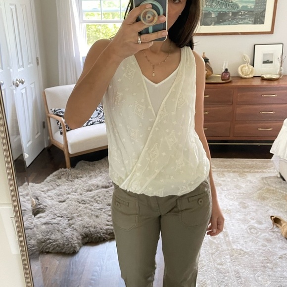 Ella Moss Cream Silk Drape Wrap Top - Picture 1 of 9